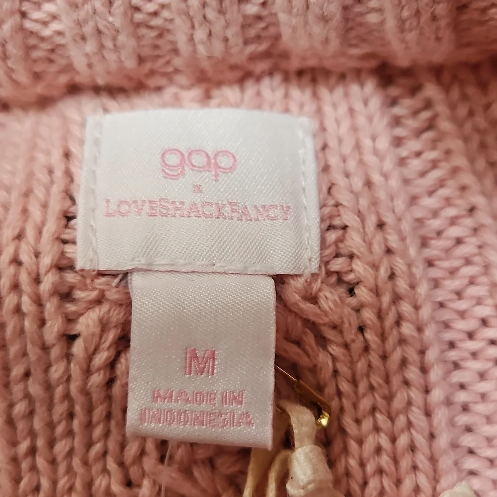 GAP X Loveshack Fancy Light Pink Cable Knit Women's Sweater - Picture 2 of 7